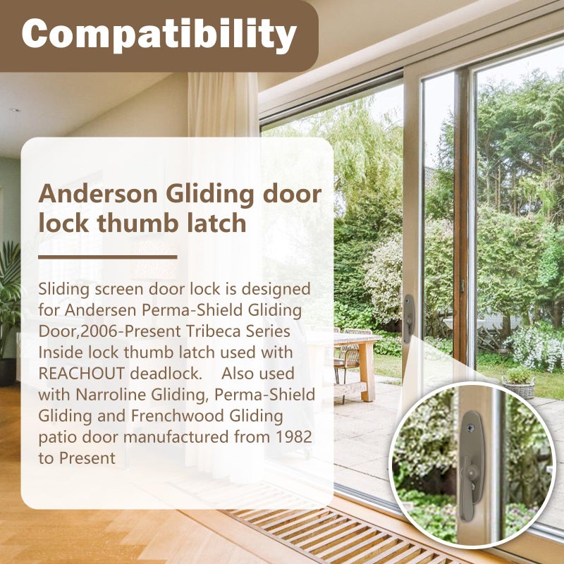 ArrogantF Replacement Andersen Tribeca Style Gliding Door Thumb Latch for Sliding Glass Door Lock,Works with Andersen Narroline Gliding, Perma-Shield Gliding and Frenchwood Gliding Patio Door 2 PCS - Image 5